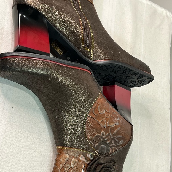 L’ Artiste bronze texture spring step Zinna leather booties art to wear size 9 - Picture 7 of 16